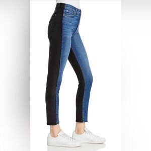 7 For All Mankind • Blue Nova Coated .• High Waist Ankle Skinny Denim Jeans • 25